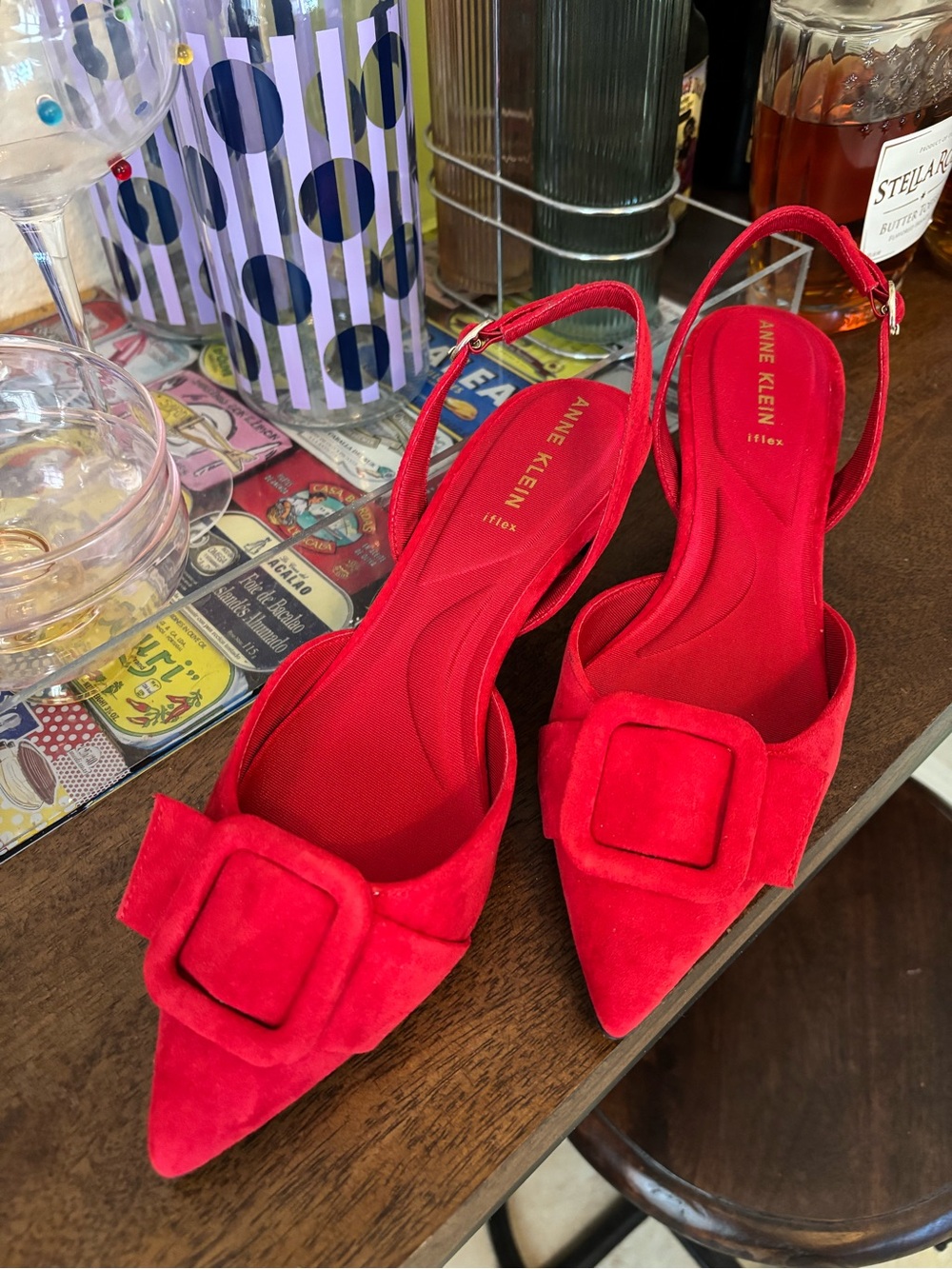 Brand New! Anne Klein Red Pointed Toe Slingback Low Heels (Size: 9.5) - Picture 5 of 7